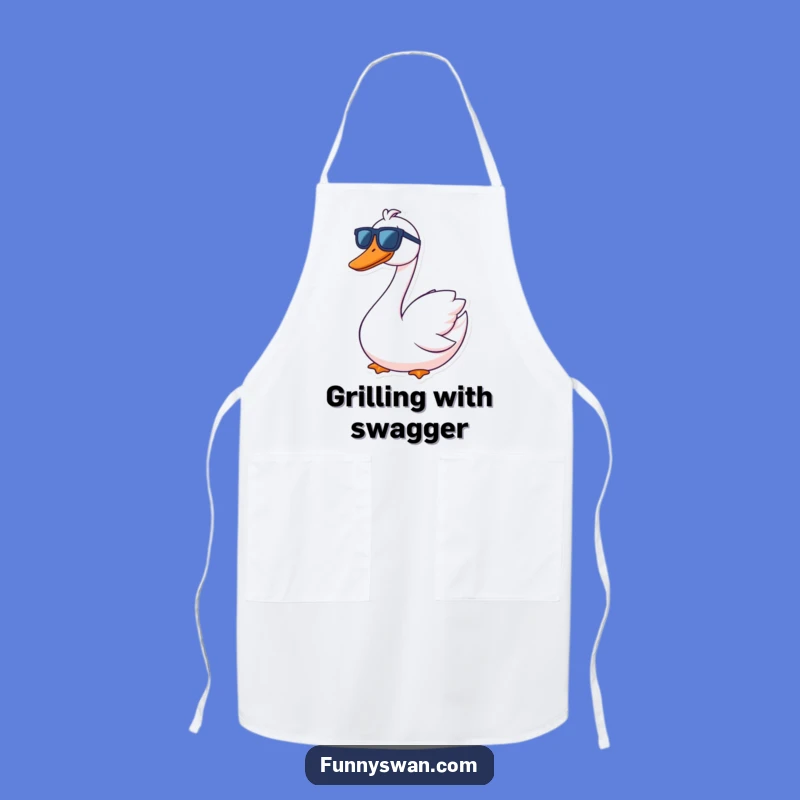 Funny Swan Sunglasses Grin Apron: Cool & Hilarious Kitchen Wear for Relaxed Chefs