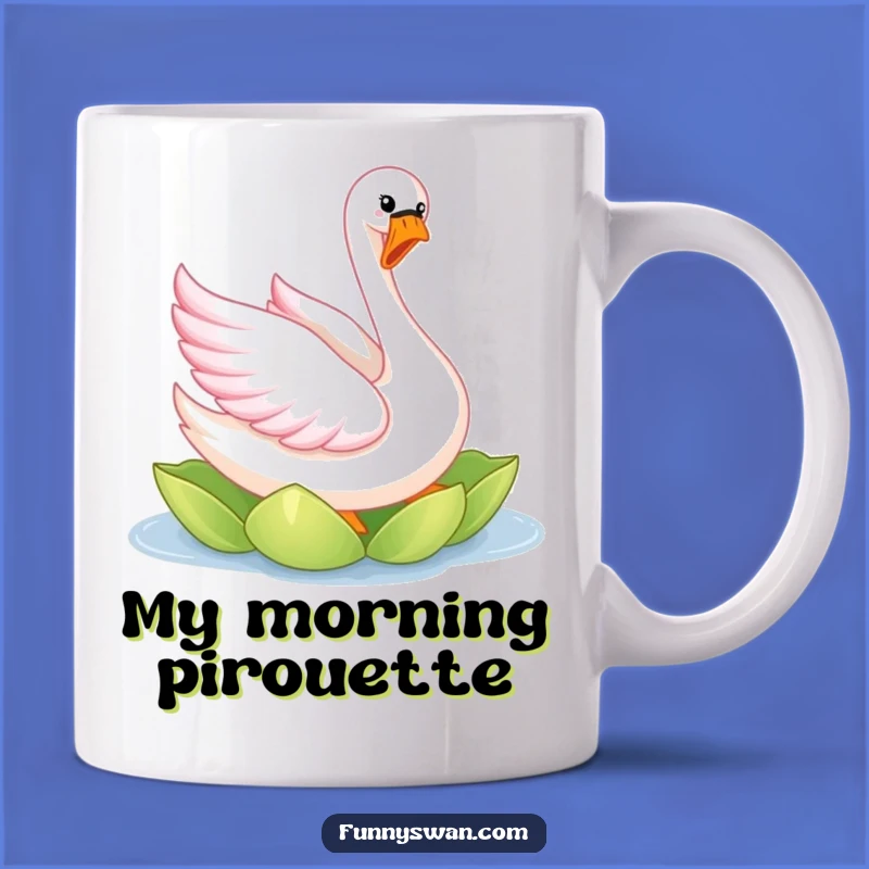Funny Pink Swan Twirling Mug: Elegant & Joyful Bird, Perfect Funny Gift