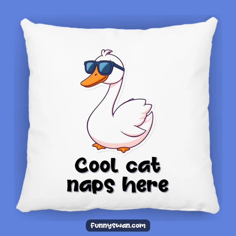 Funny Swan Sunglasses Grin Pillow: Soft Comfort with a Hilariously Cool Accent