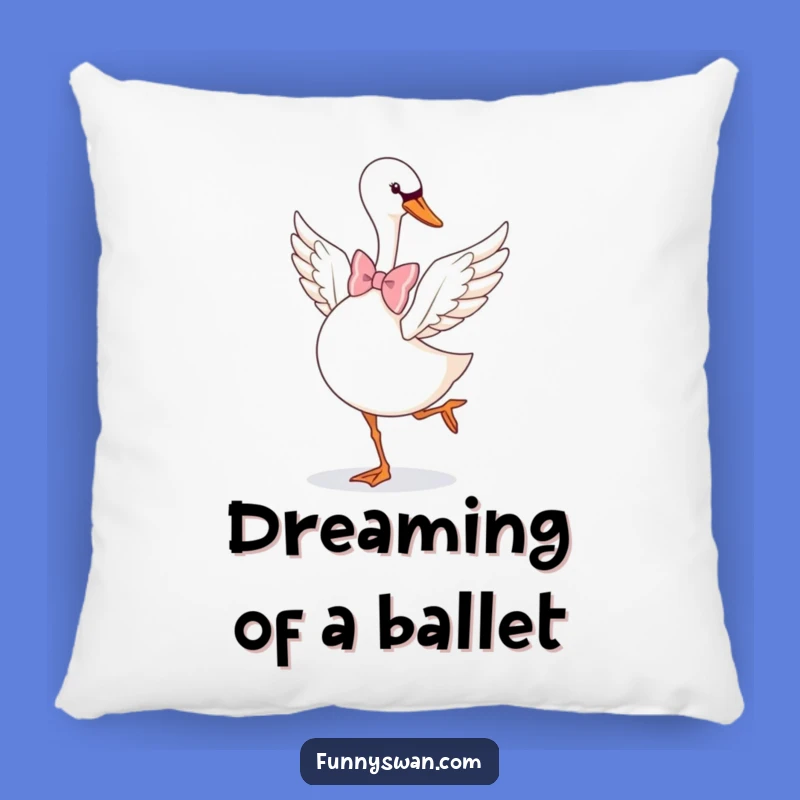 Funny Swan Bow Tie Pirouette Pillow: Soft Accent for Elegant & Humorous Decor