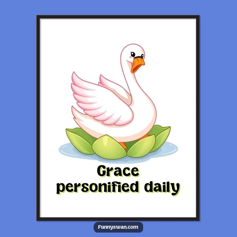 Funny Pink Swan Digital Print: Elegant Joyful Art, Instant Funny Gift Download