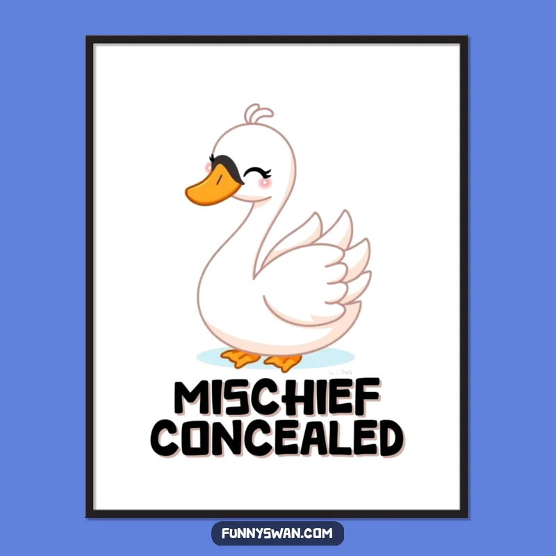 Funny Swan Peek-a-Boo Digital Art: Instant Playful Decor with Mischievous Charm