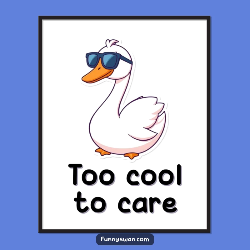 Funny Swan Sunglasses Grin Digital Art: Instant Cool Decor for a Relaxed Atmosphere