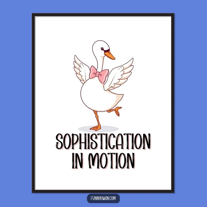 Funny Swan Bow Tie Pirouette Digital Art: Instant Elegant Decor with Humorous Charm