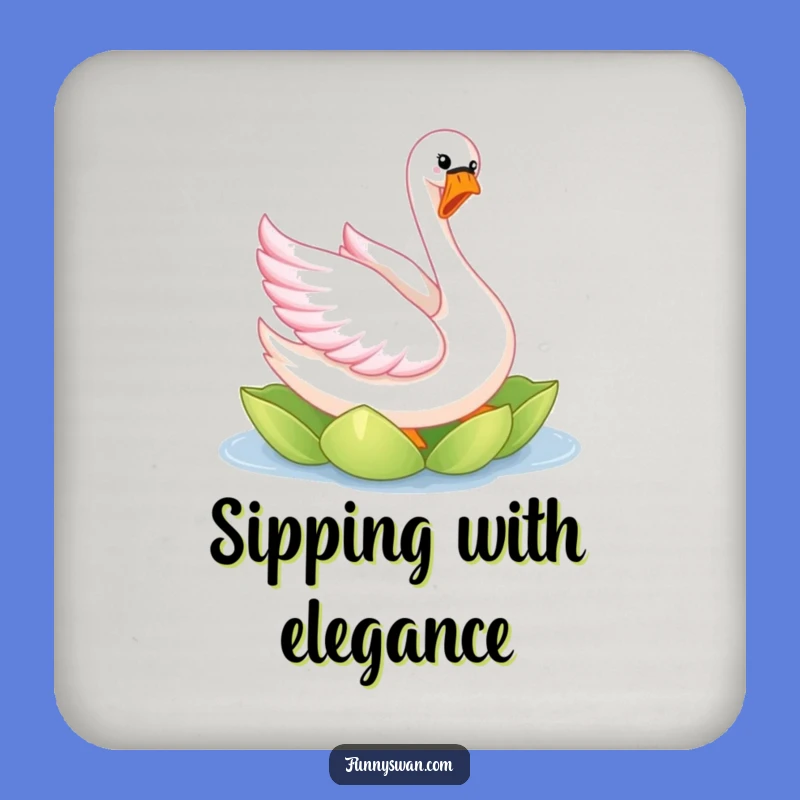 Funny Pink Swan Coasters: Elegant Protection, Joyful Twirls, Set of Funny Gifts