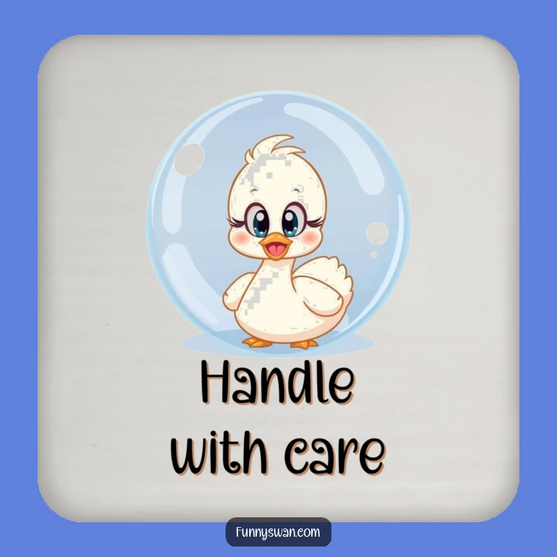 Funny Surprised Swan Coasters: Innocent Protection, Bubble Fun, Set of Funny Gifts