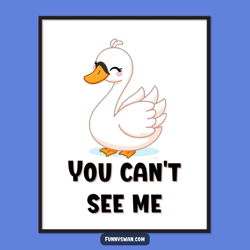 Funny Swan Peek-a-Boo Poster: Playful Art for a Mischievous & Joyful Space