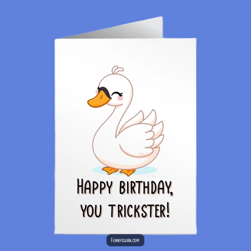 Free Printable Birthday Card: Playful Swan Peek-a-Boo Wink Funny Downloadable Gift
