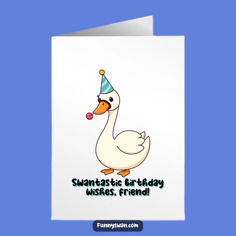 Free Printable Birthday Card: Silly Swan Party Hat Noisemaker Funny Downloadable Gift