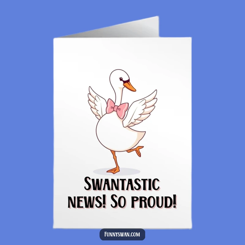 Free Printable Congrats Card: Graceful Swan Bow Tie Pirouette Funny Downloadable Gift