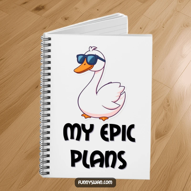 Funny Swan Notebook: A contented swan grins goofily wearing oversized sunglasses, perfect for cool notes.