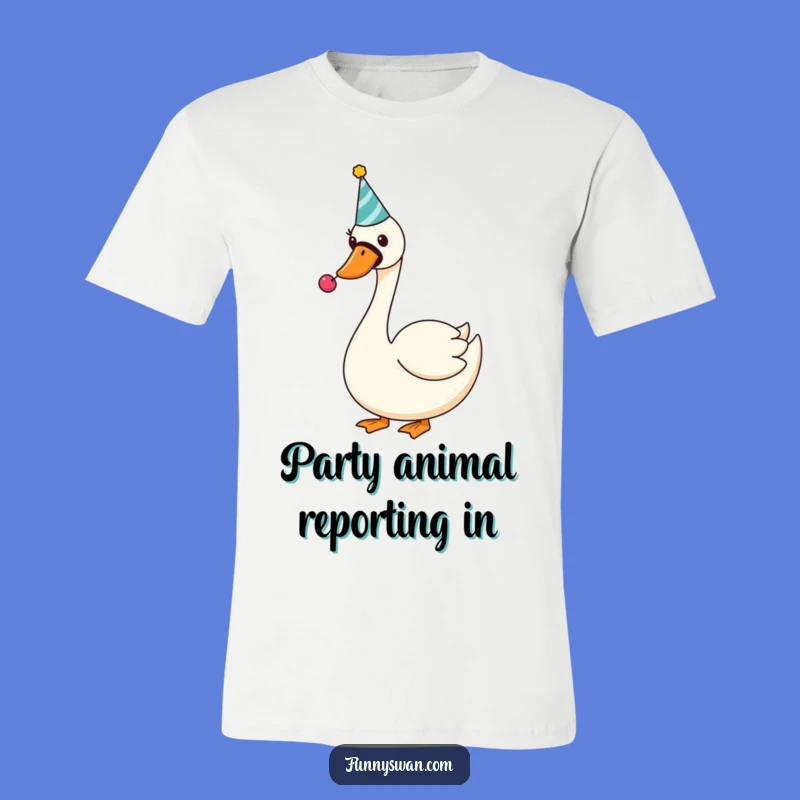 Funny Swan Party Hat T-Shirt: Comical Birthday Tee for Joyful Celebrations