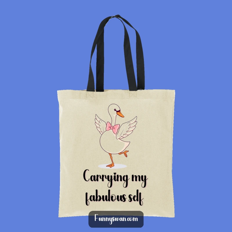 Funny Swan Bow Tie Pirouette Tote Bag: Sophisticated & Humorous Carryall for Everyday