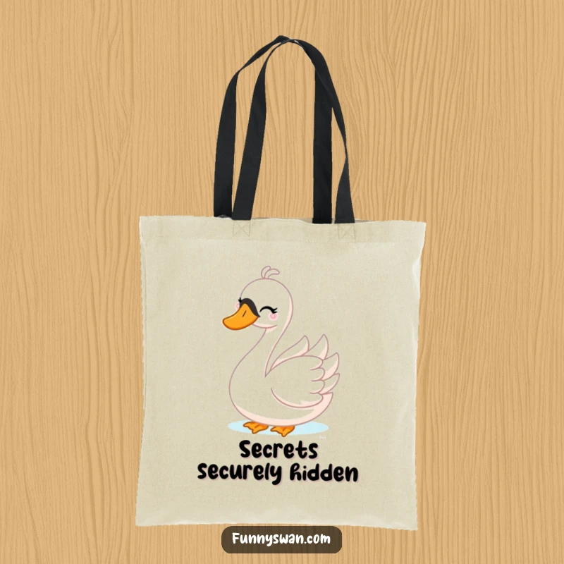 Funny Swan Tote Bag: A playful swan winks mischievously while playing peek-a-boo, a charming and fun bag.